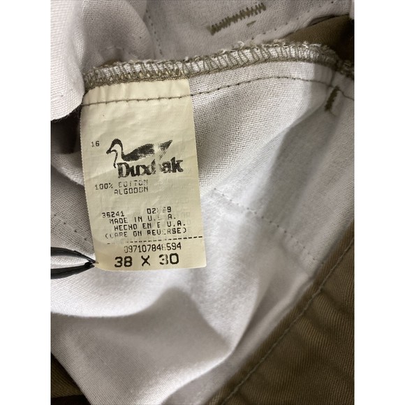 Vintage Duxbak Mens Pants Size 38x30 (36x29) Khaki Straight Pleated Pockets - Picture 7 of 13